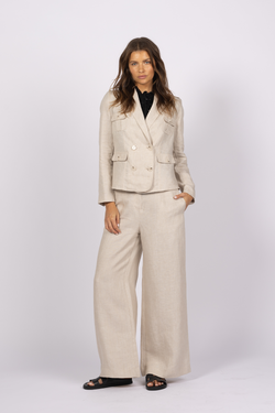 linen off white safari jacket suit set