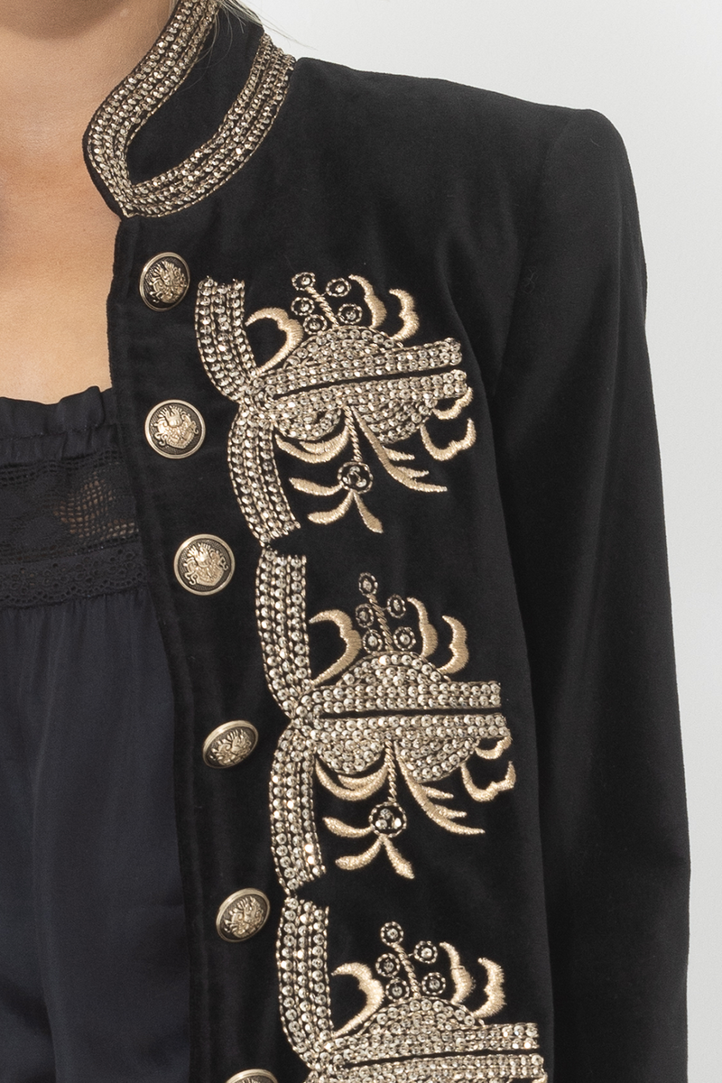 sequin embroidery black velvet sequin jacket