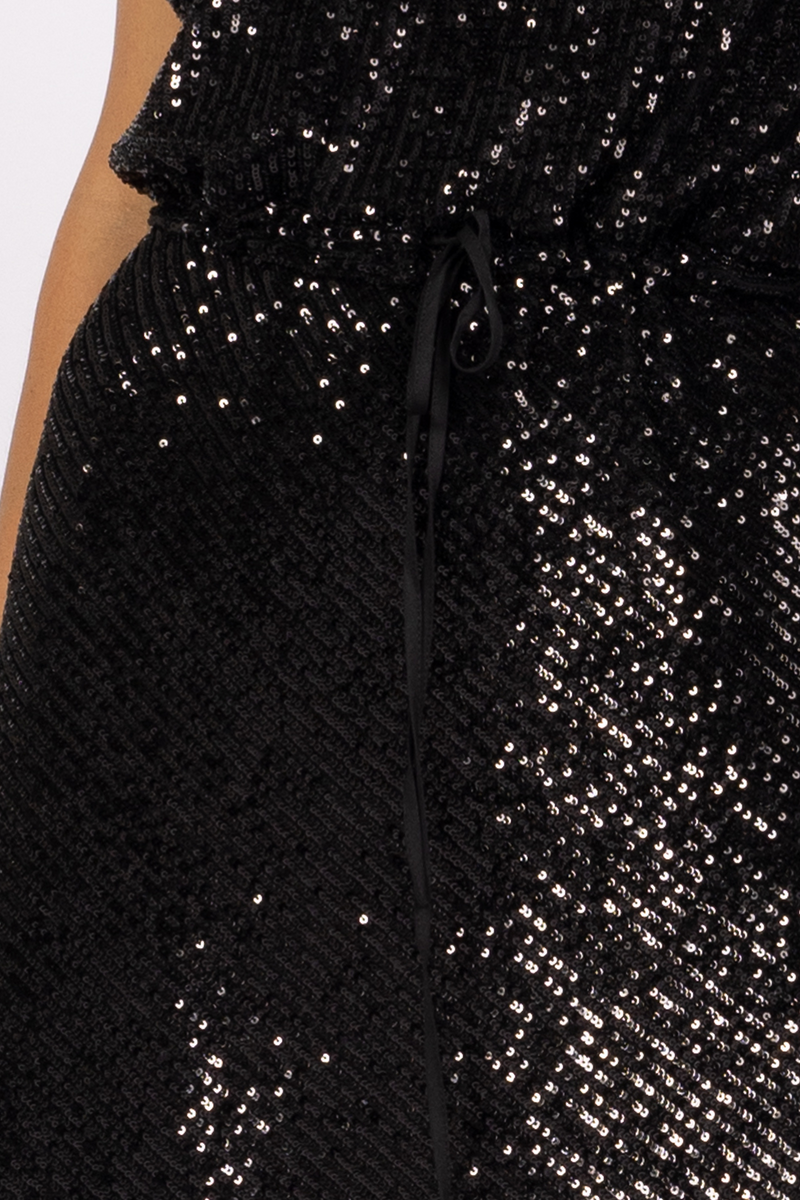 black sequin sequin floor length dress