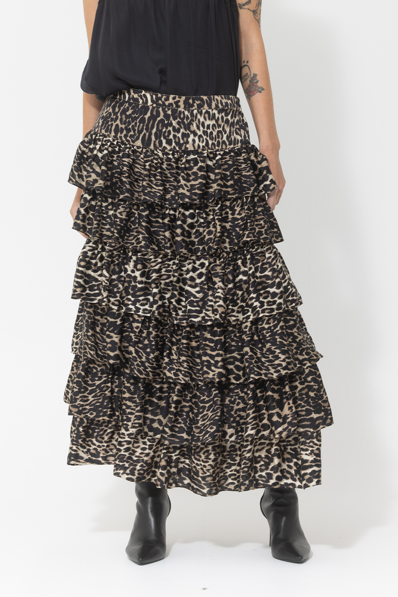 leopard print tiered skirt