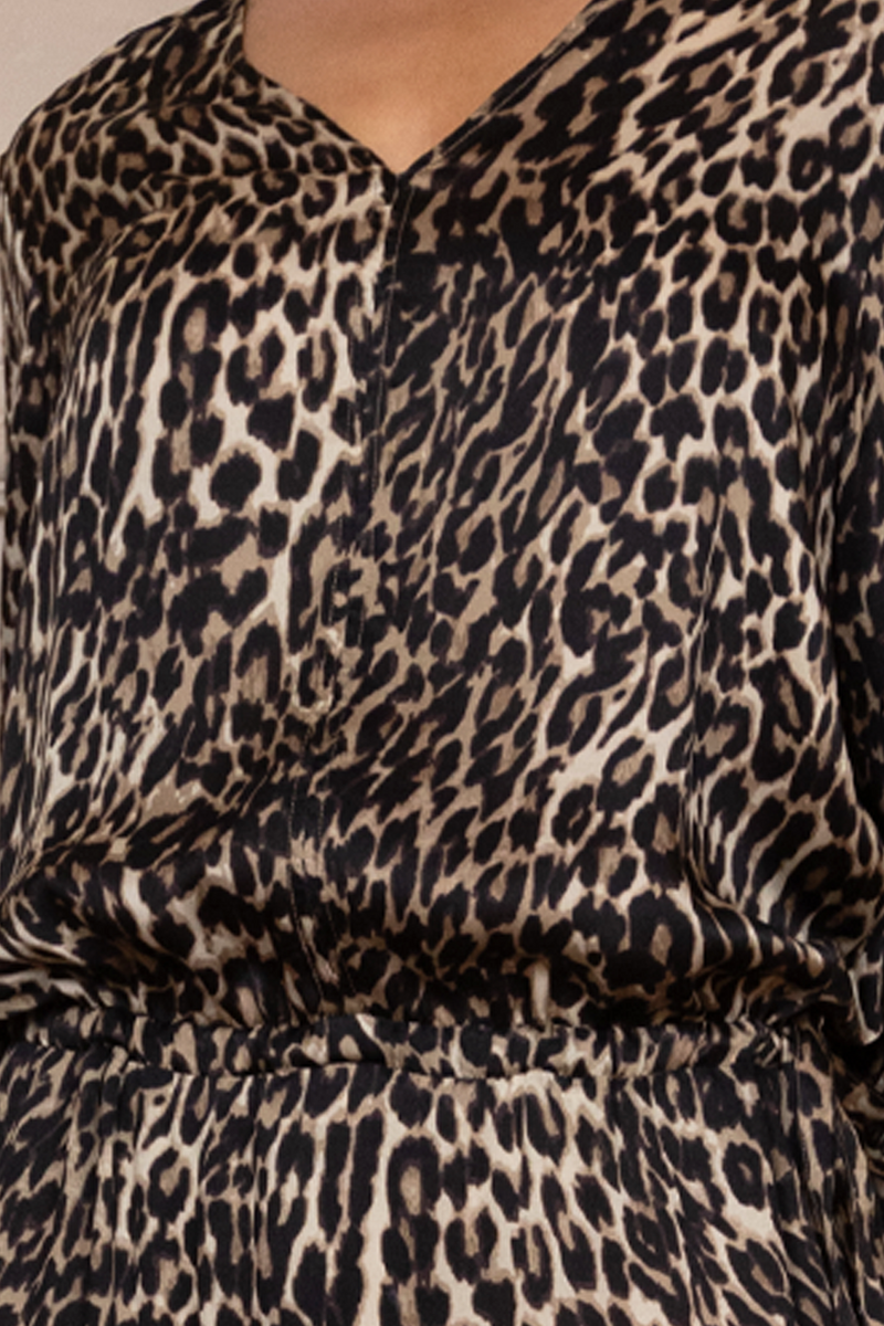 leopard printed silky maxi dress