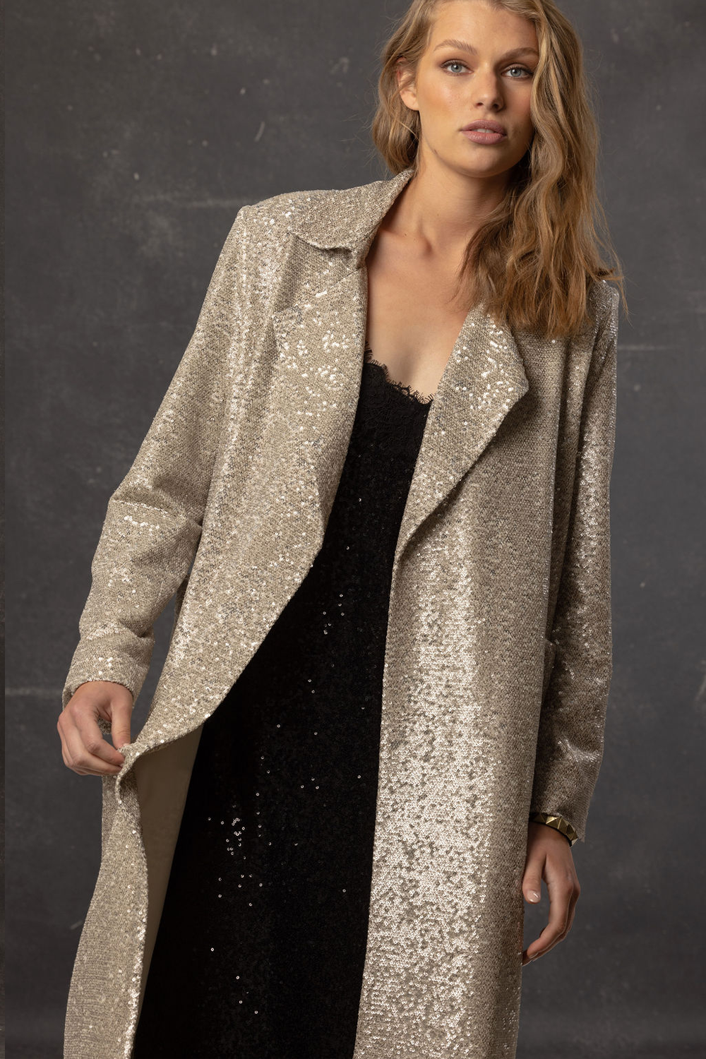 FAMOUS SEQUIN COAT - SOFT GOLD SPECKLE