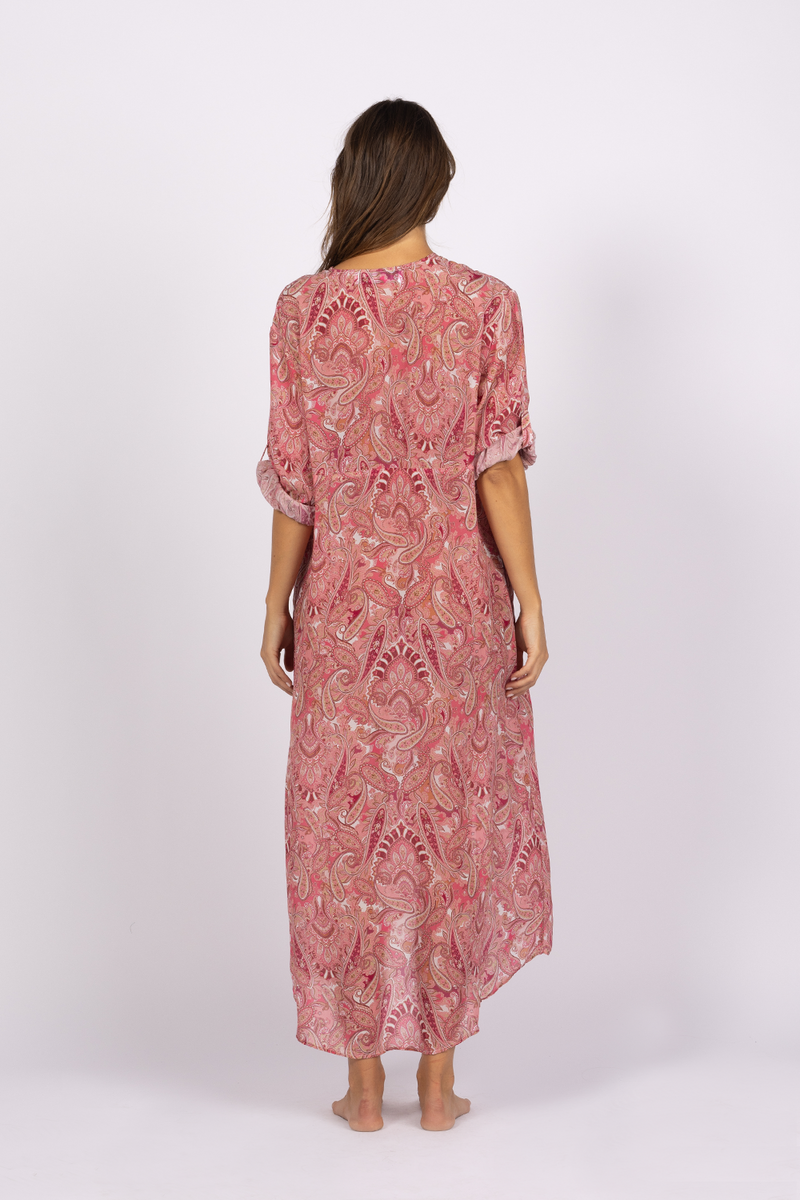 DAMASK PAISLEY KAFTAN DRESS - THE PINKS