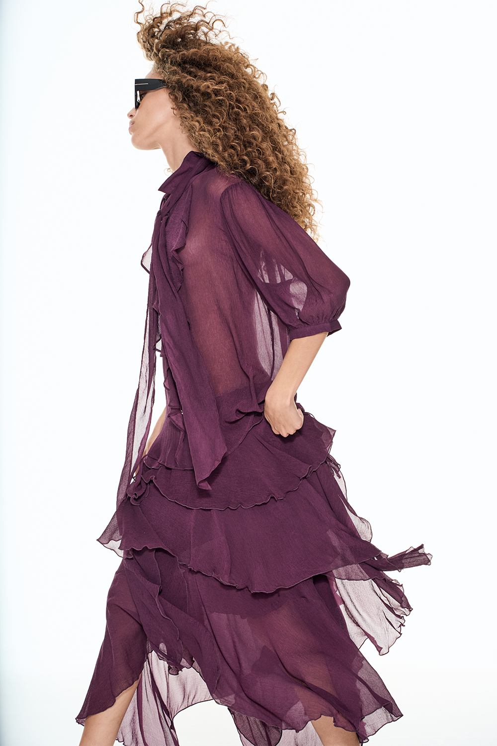 BOURGEOIS BLOUSE Sheer - Aubergine