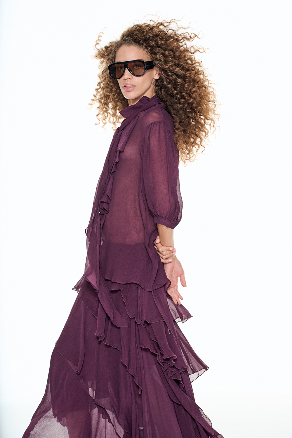 BOURGEOIS BLOUSE Sheer - Aubergine