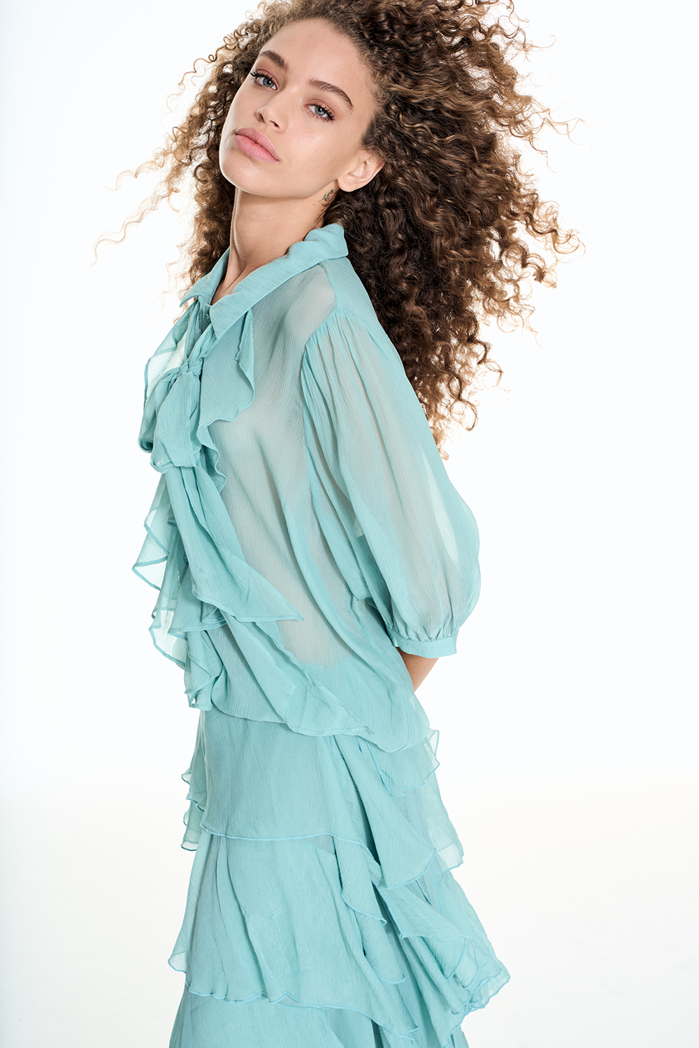 BOURGEOIS BLOUSE Sheer - Seafoam *Excl. Preorder Discount Price $219