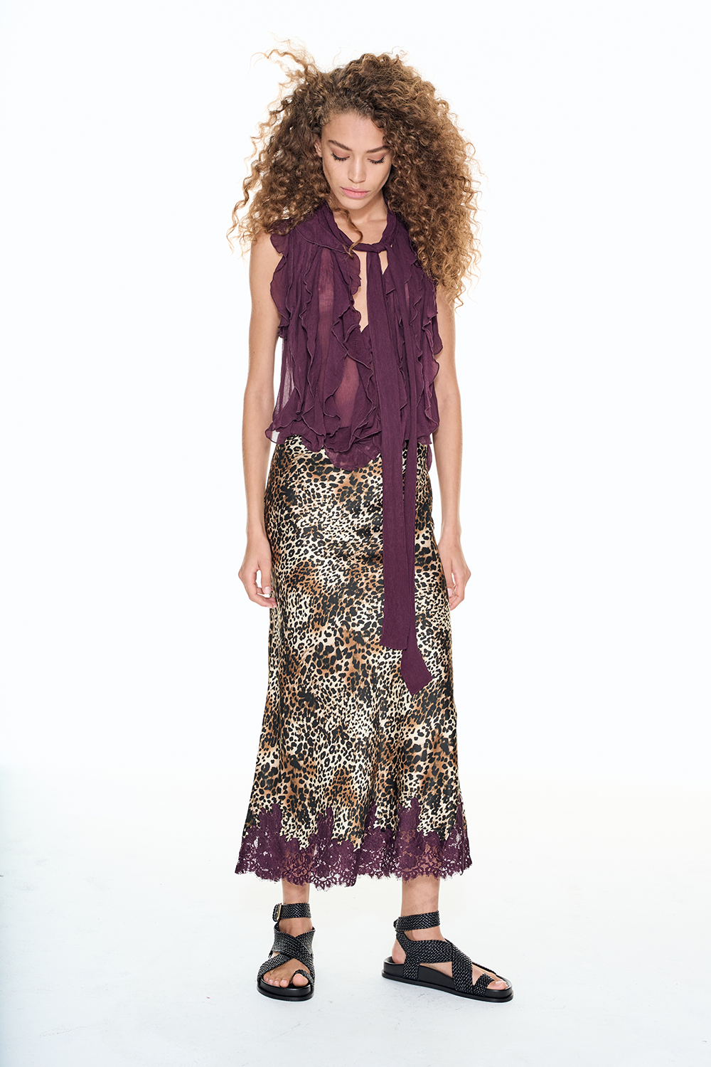 CALAMARI BLOUSE Sheer - Aubergine