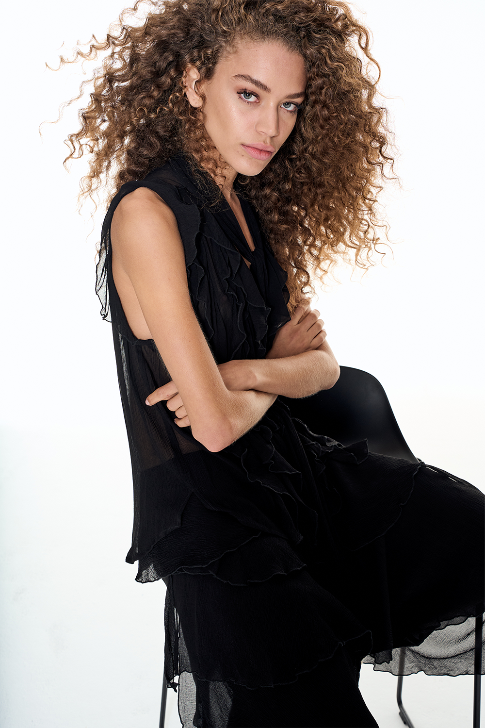 CALAMARI BLOUSE Sheer - Black