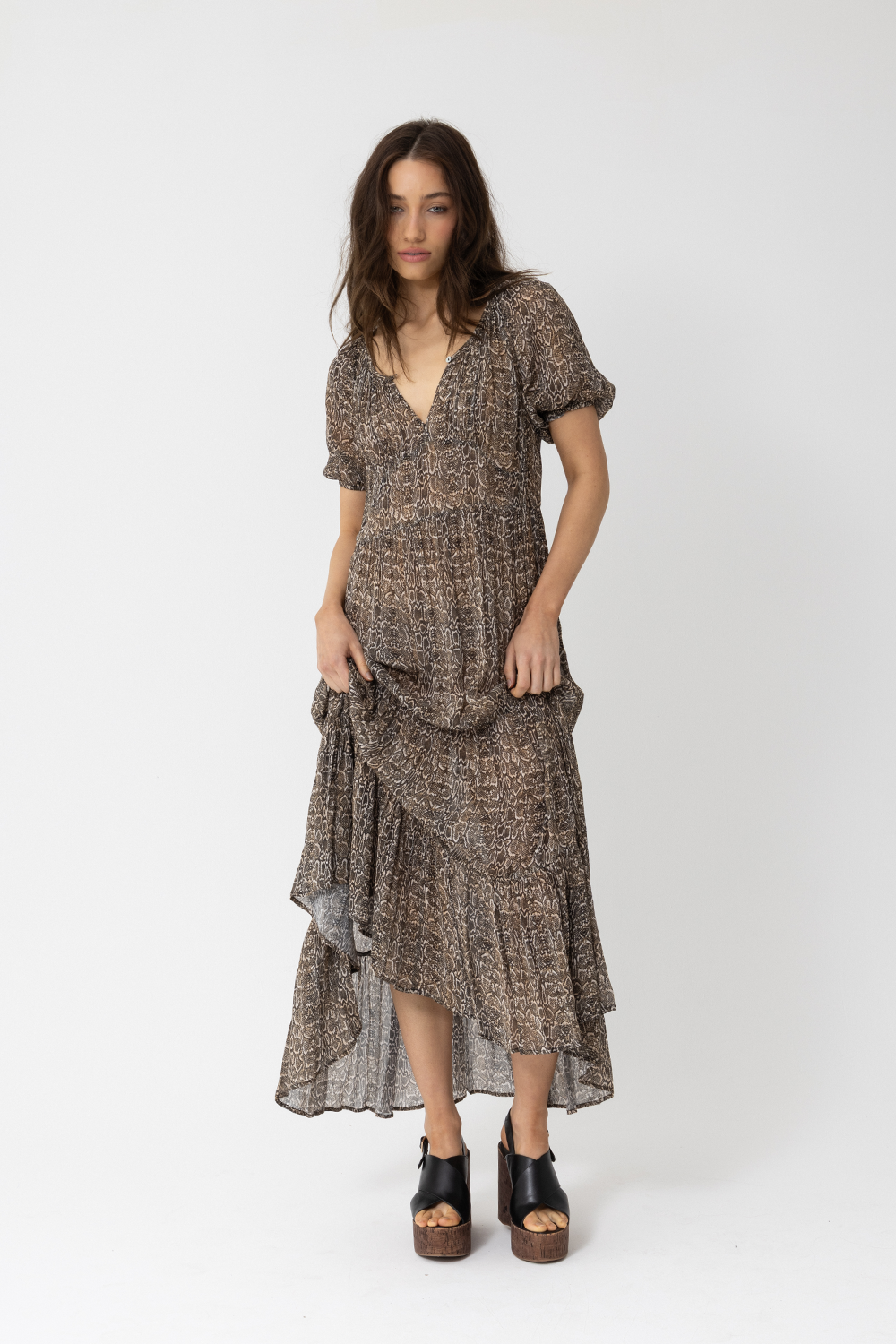 Central Park Dress, Brown Toffee Snake Print - JOEY the label