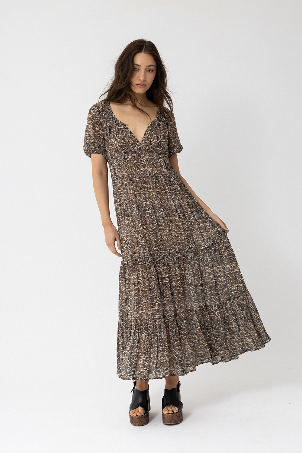 Central Park Dress, Brown Toffee Snake Print - JOEY the label