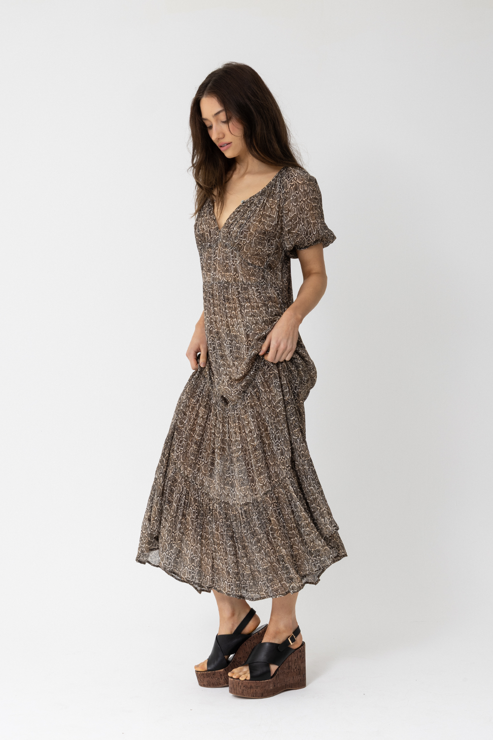 Central Park Dress, Brown Toffee Snake Print - JOEY the label