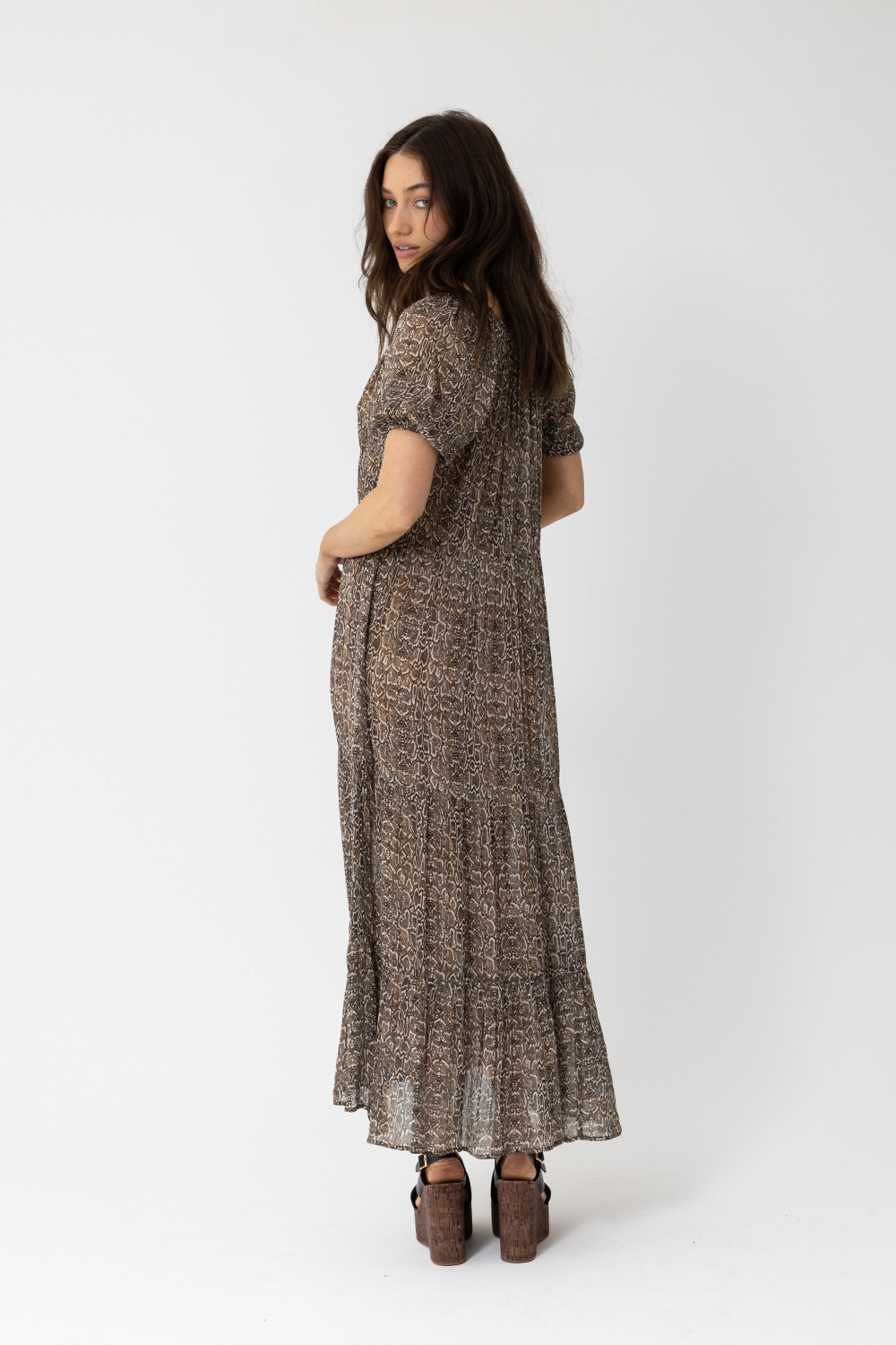 Central Park Dress, Brown Toffee Snake Print - JOEY the label