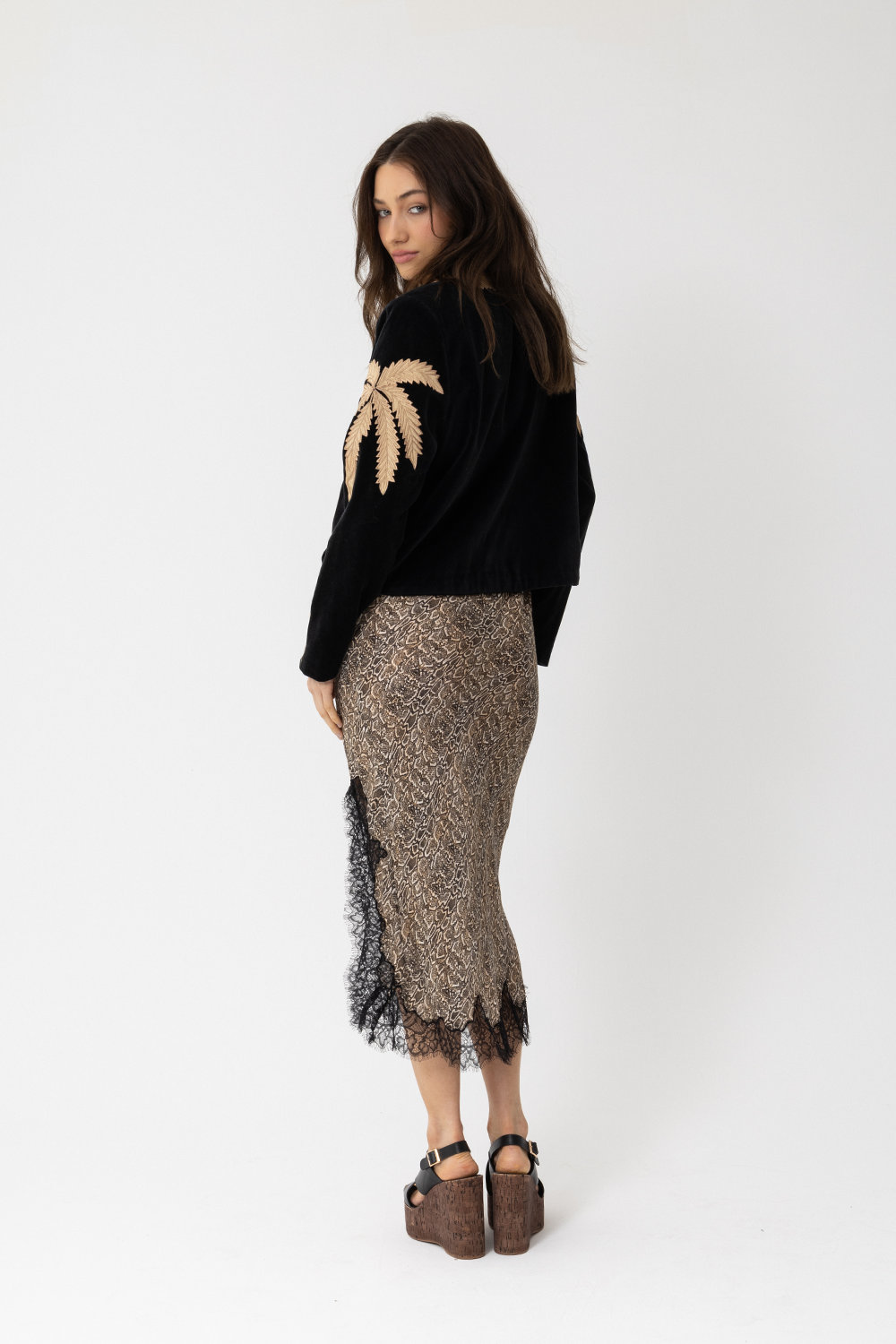 Imperial Palms Jacket, Black Velvet and Champagne Embroidery - JOEY the Label