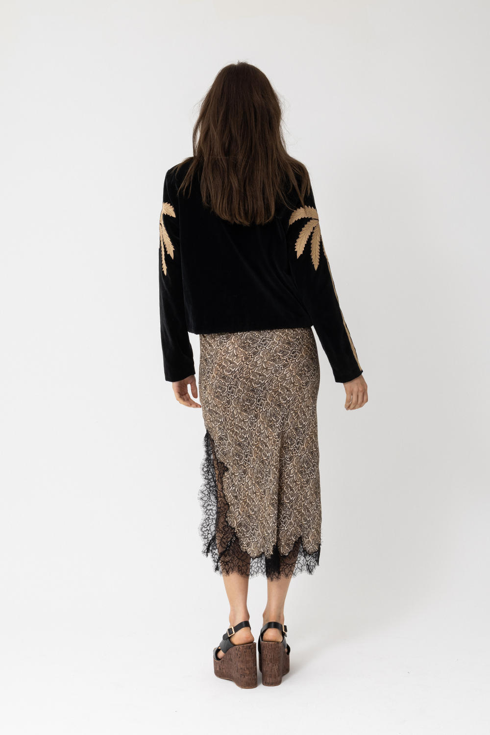 Imperial Palms Jacket, Black Velvet and Champagne Embroidery - JOEY the Label