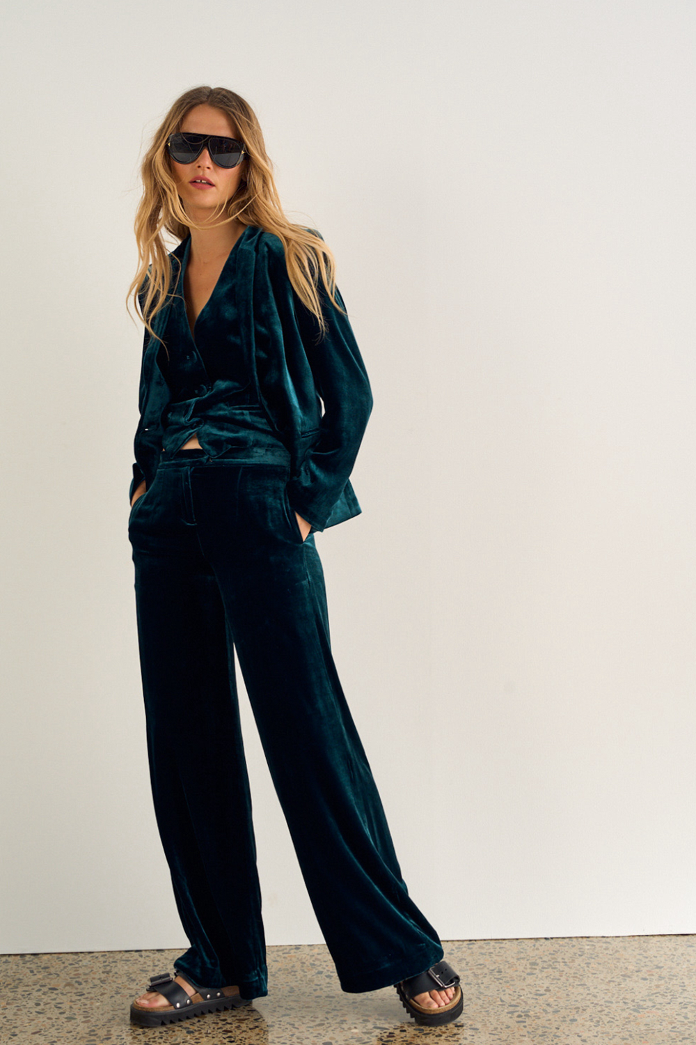 IMPERIAL VELVET PANT - PEACOCK BLUE *Limited Preorder Exclusive $249