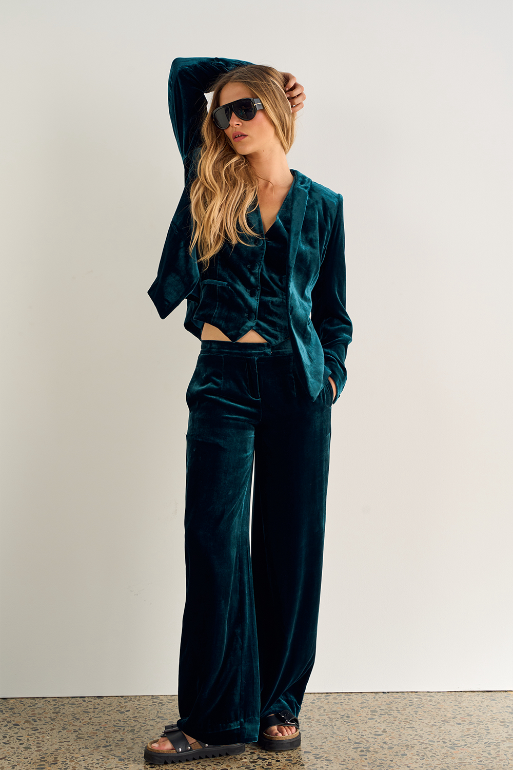 IMPERIAL VELVET PANT - PEACOCK BLUE *Limited Preorder Exclusive $249