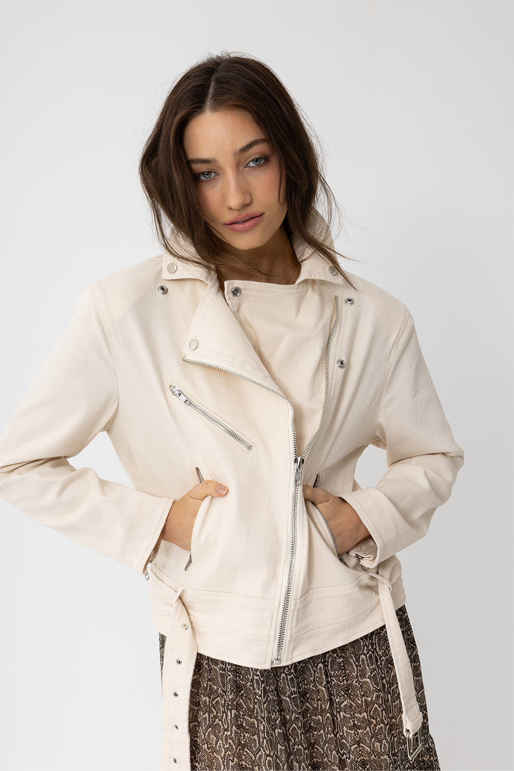 Lover Biker Jacket, Beige Sand - JOEY the label