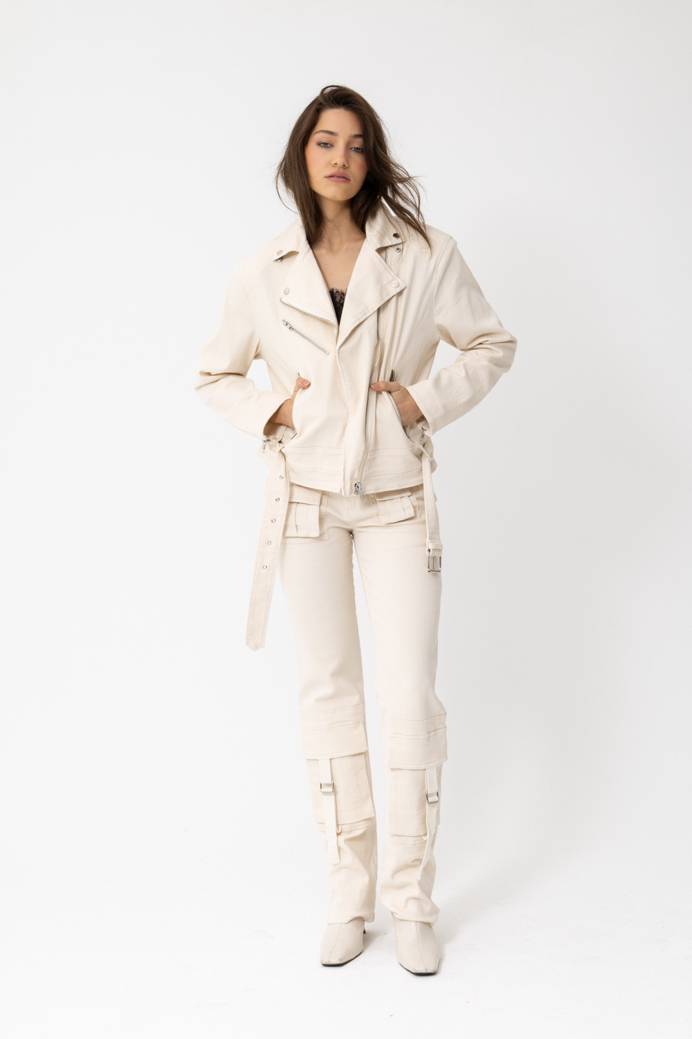 Lover Biker Jacket, Beige Sand - JOEY the label