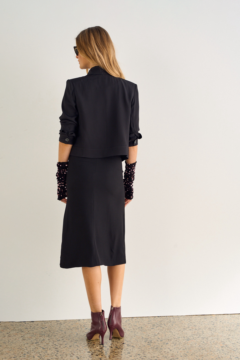 Phoebe Sailor Jacket, Black, Cropped, Double-Breasted Button, Lightweight Trench Coat - JOEY the Label