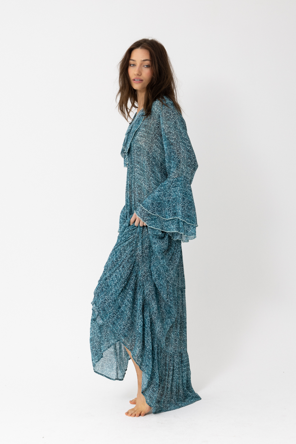 SATC MAXI DRESS - AQUA Snake