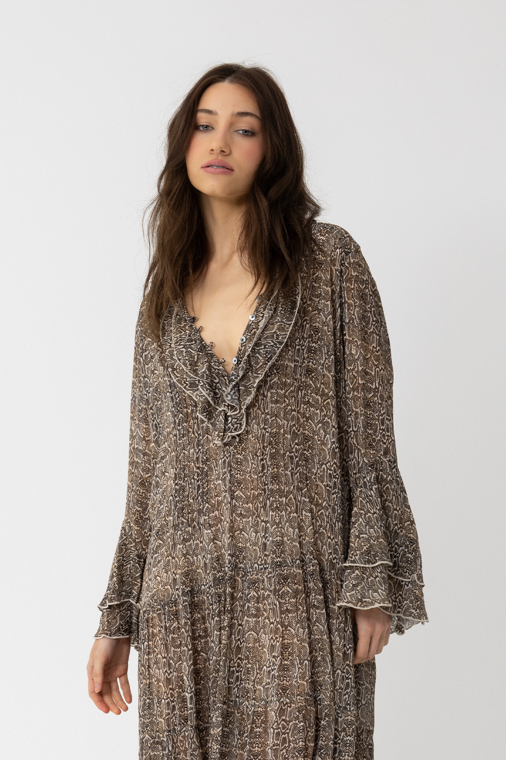 SATC Maxi Dress, Brown Toffee Snake Print - JOEY the label