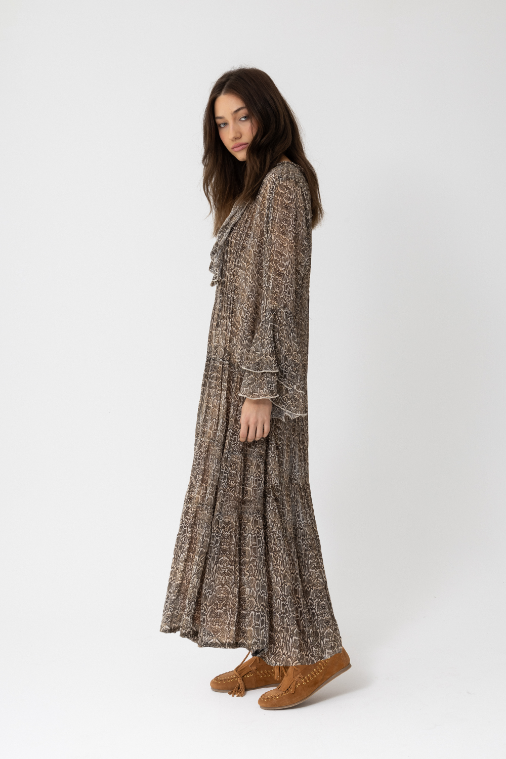SATC Maxi Dress, Brown Toffee Snake Print - JOEY the label
