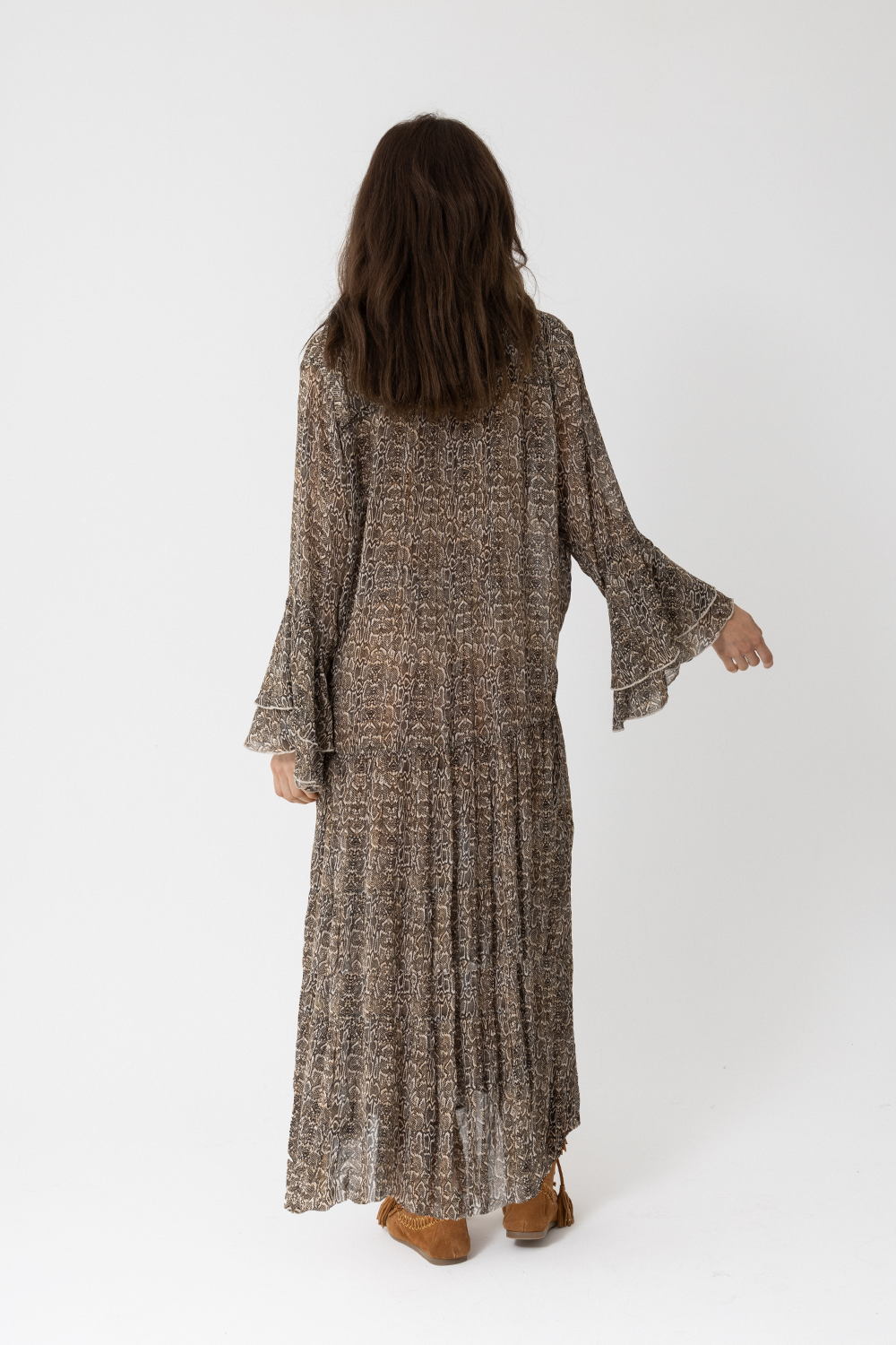 SATC Maxi Dress, Brown Toffee Snake Print - JOEY the label