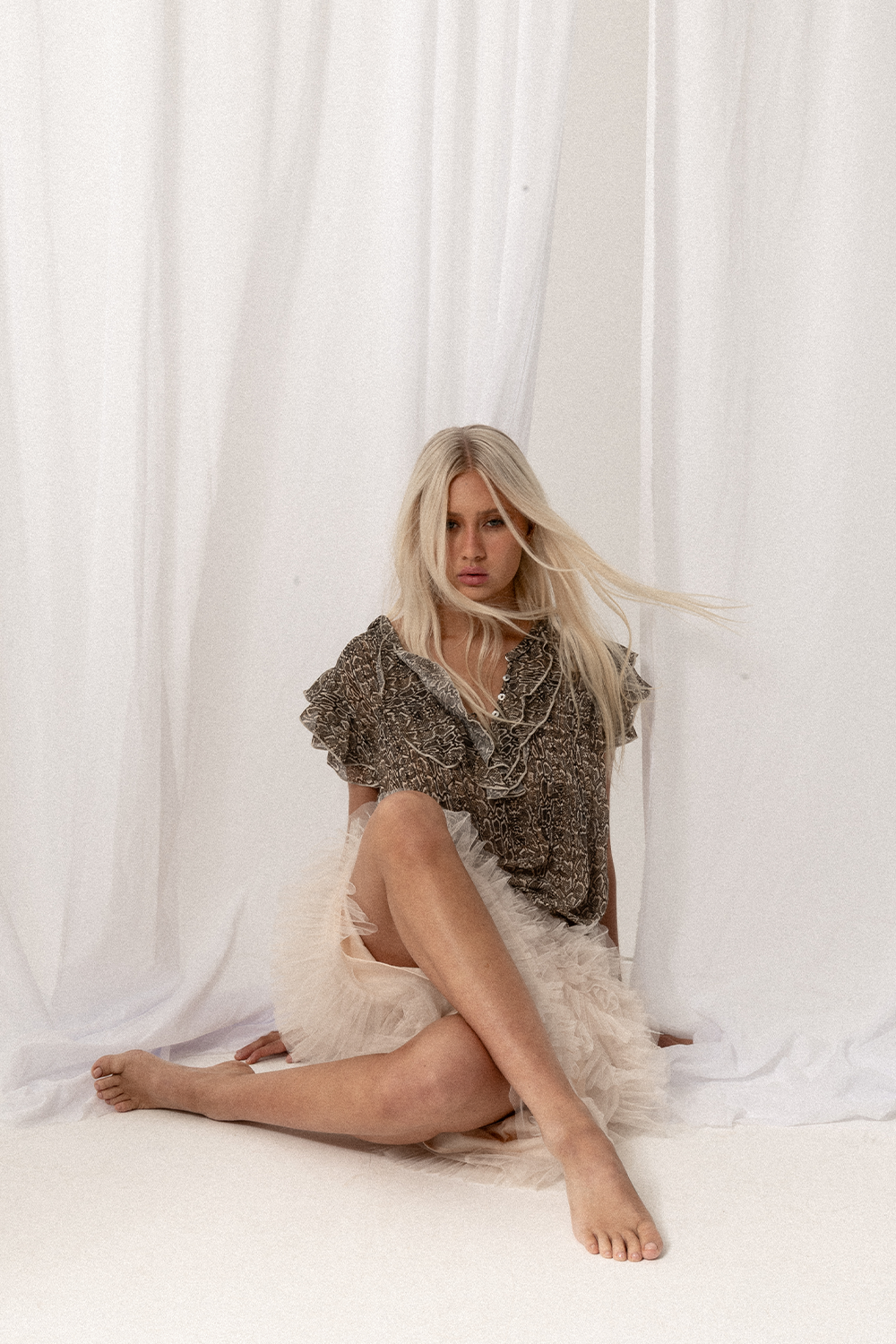 SATC Short Sleeve Blouse, Brown Toffee Snake Print - JOEY the label