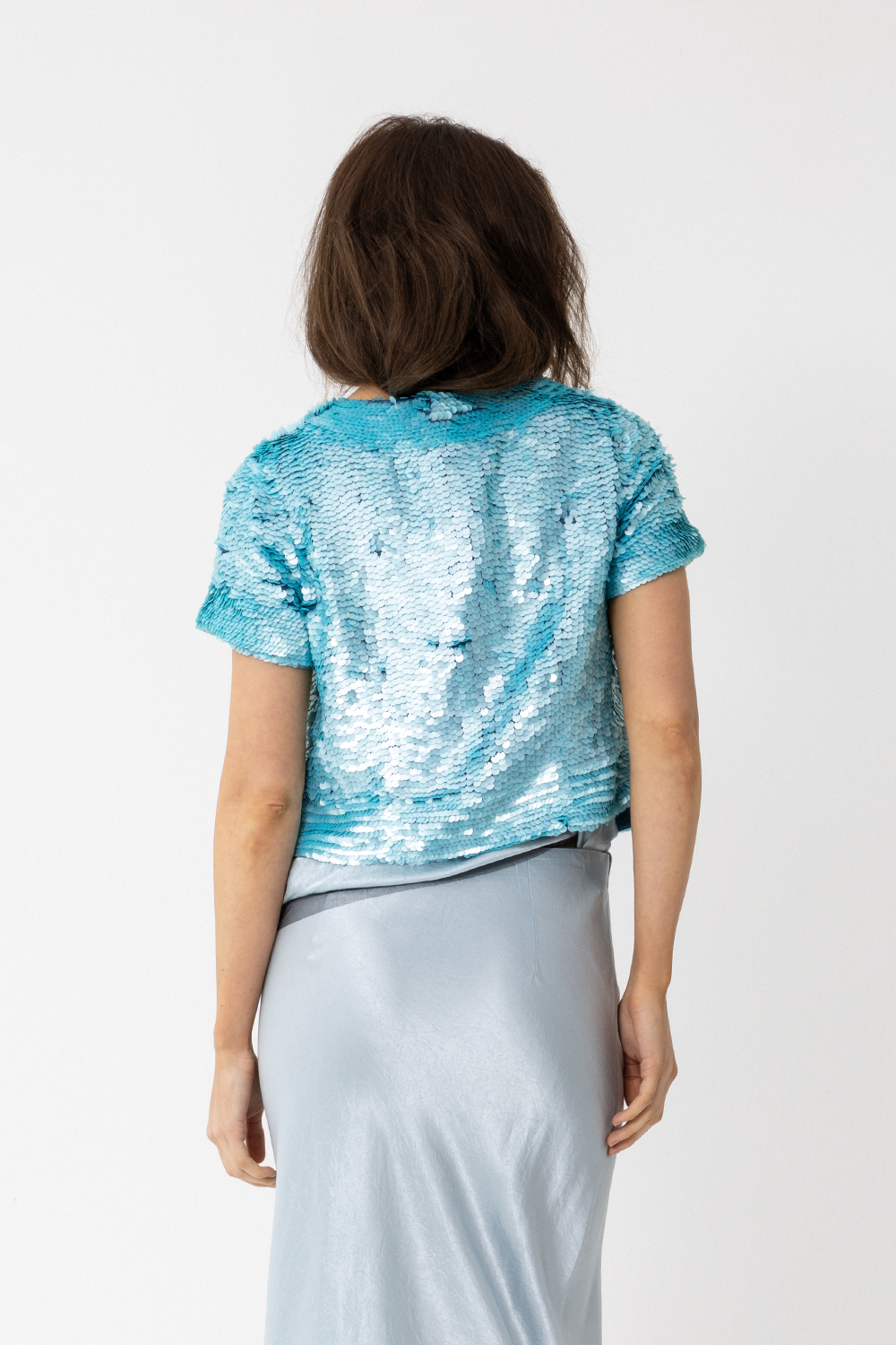 Fully Hand Sequinned Bolero style turquoise jacket. - Joey The Label