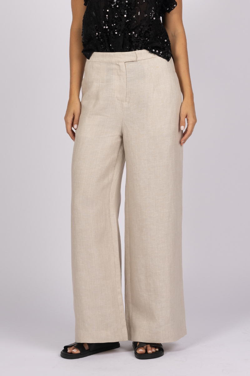 linen wide leg beige tan pants 