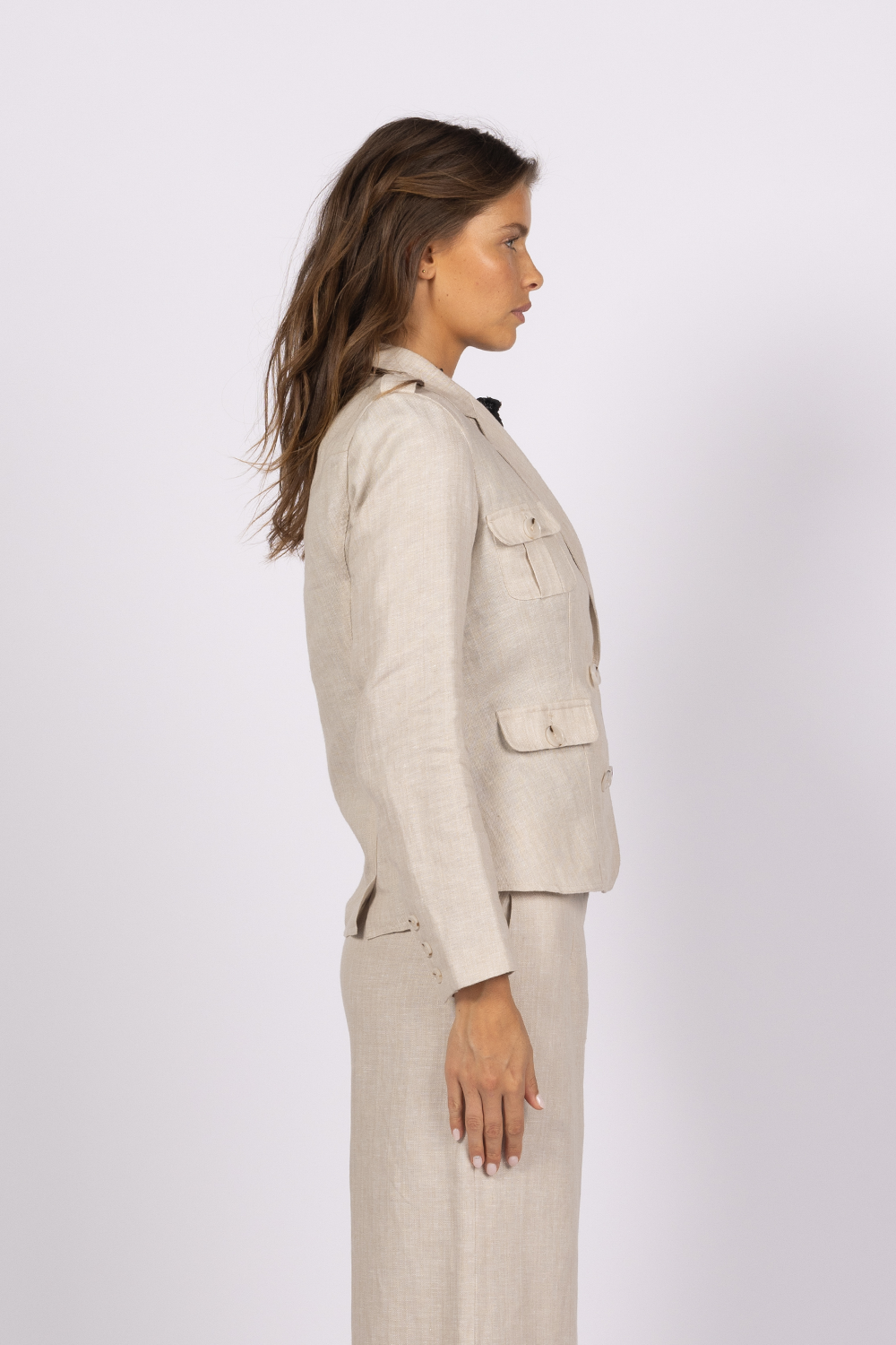 natural linen matching set tailored suit