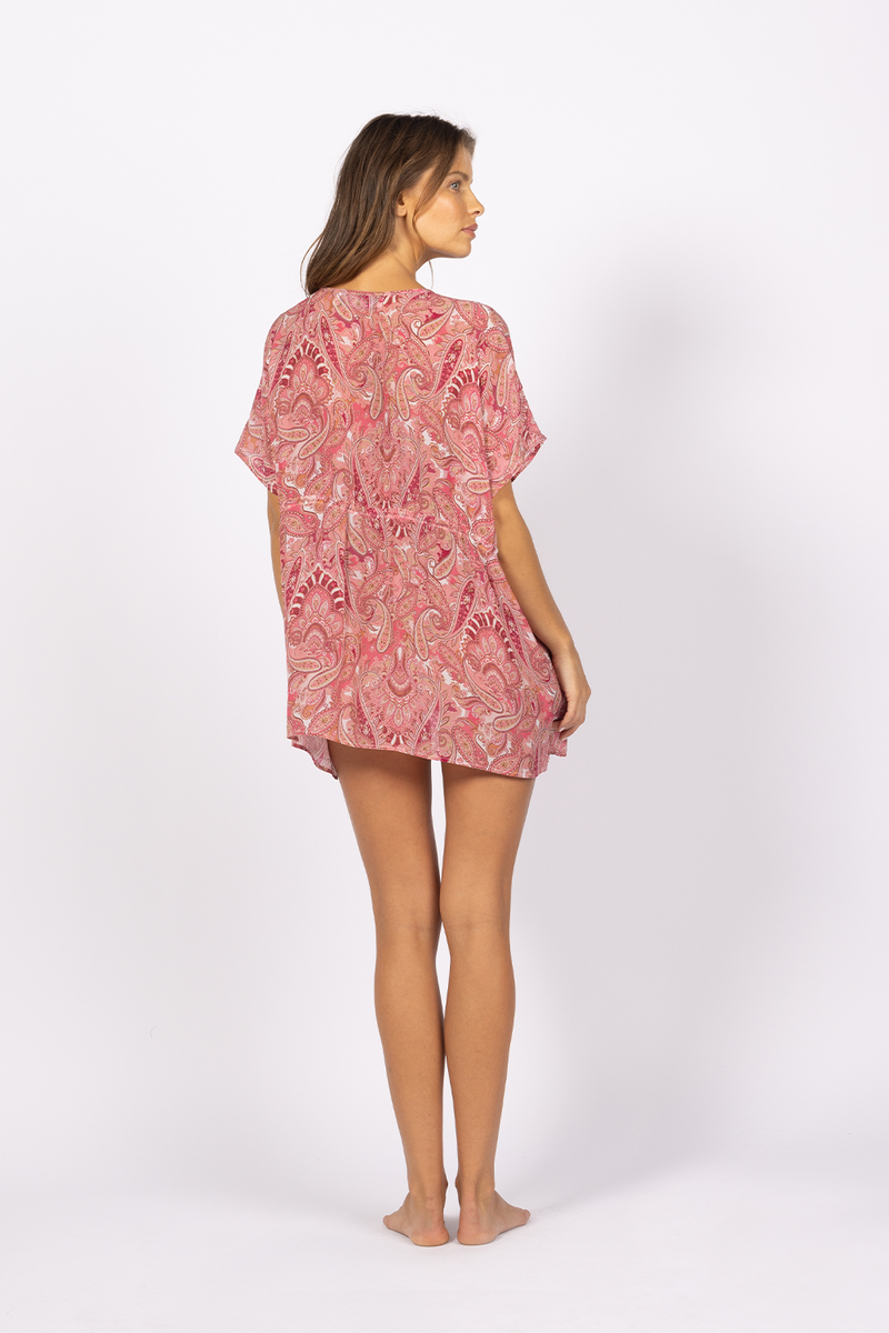 pink paisley mini beach throwover dress