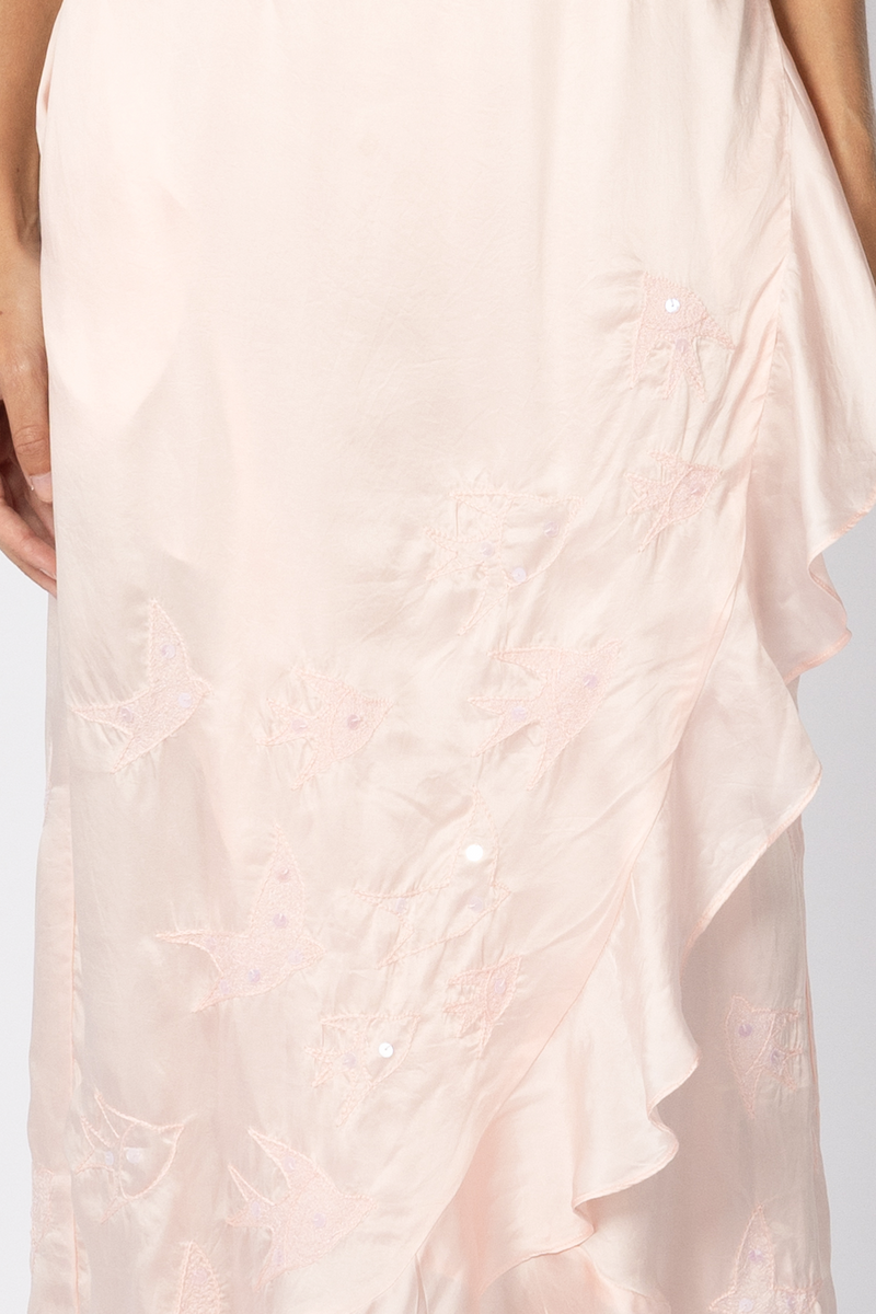 pink midi wrap dress sequins