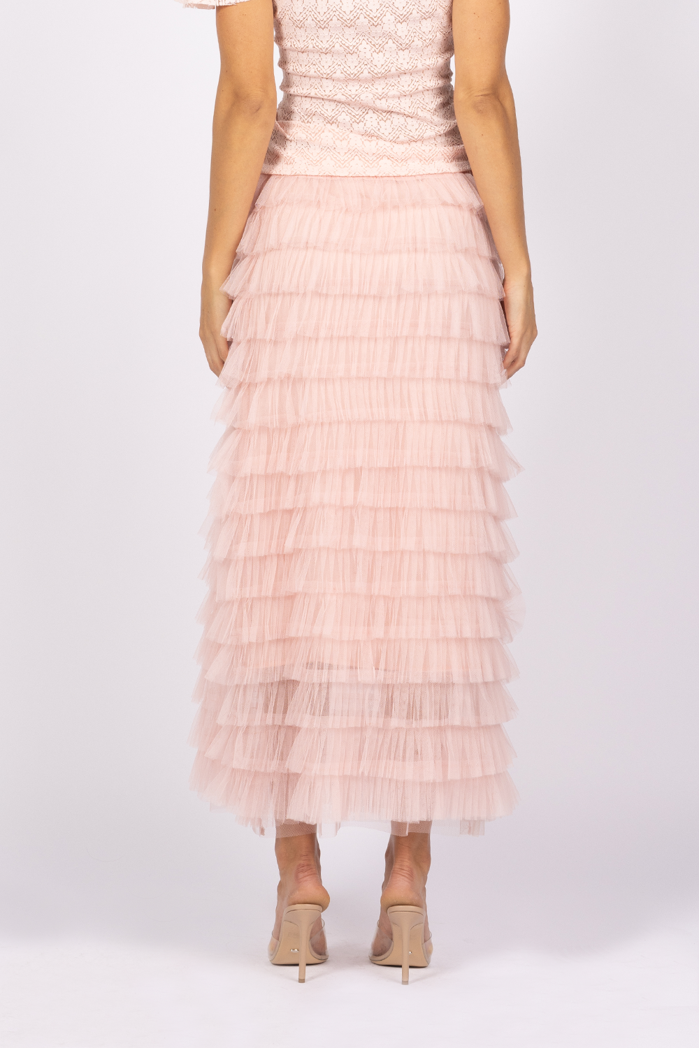 pink layered tutu maxi skirt