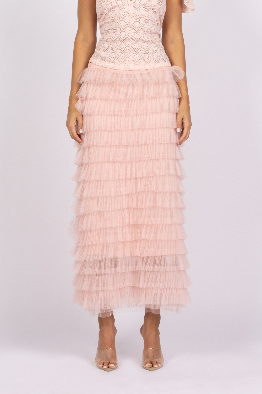 pink tulle layered tutu skirt