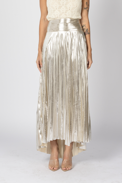 metallic gold silver pleat skirt