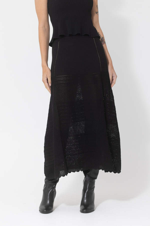 knit black aline skirt textured