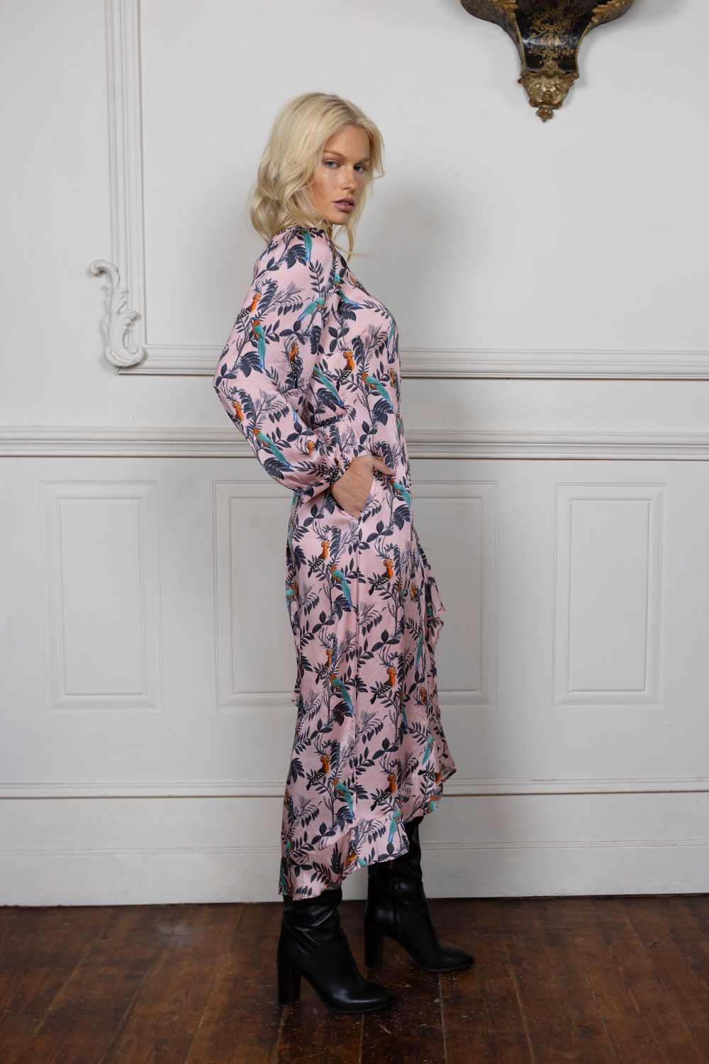 BIRDS OF PARADISE WRAP DRESS - BLUSH *FINAL SALE