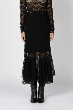 black sheer floral skirt lace