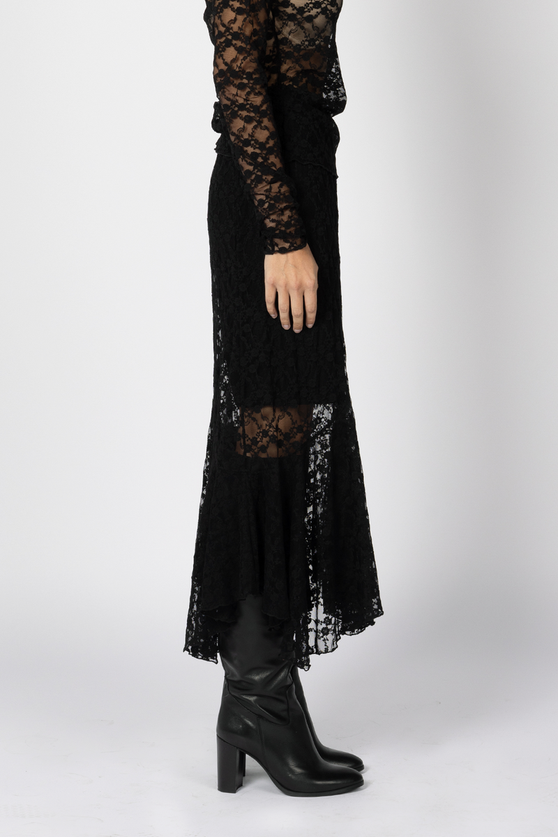 black sheer layer lace skirt