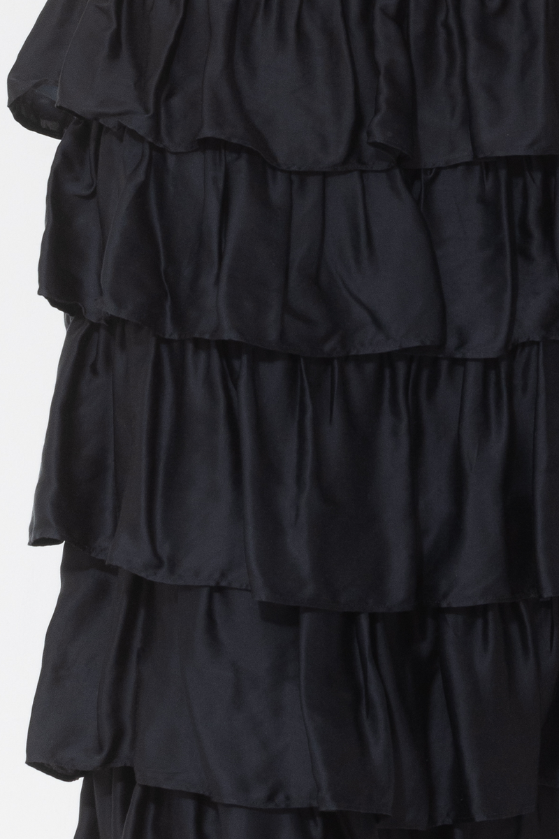 satin layered skirt black