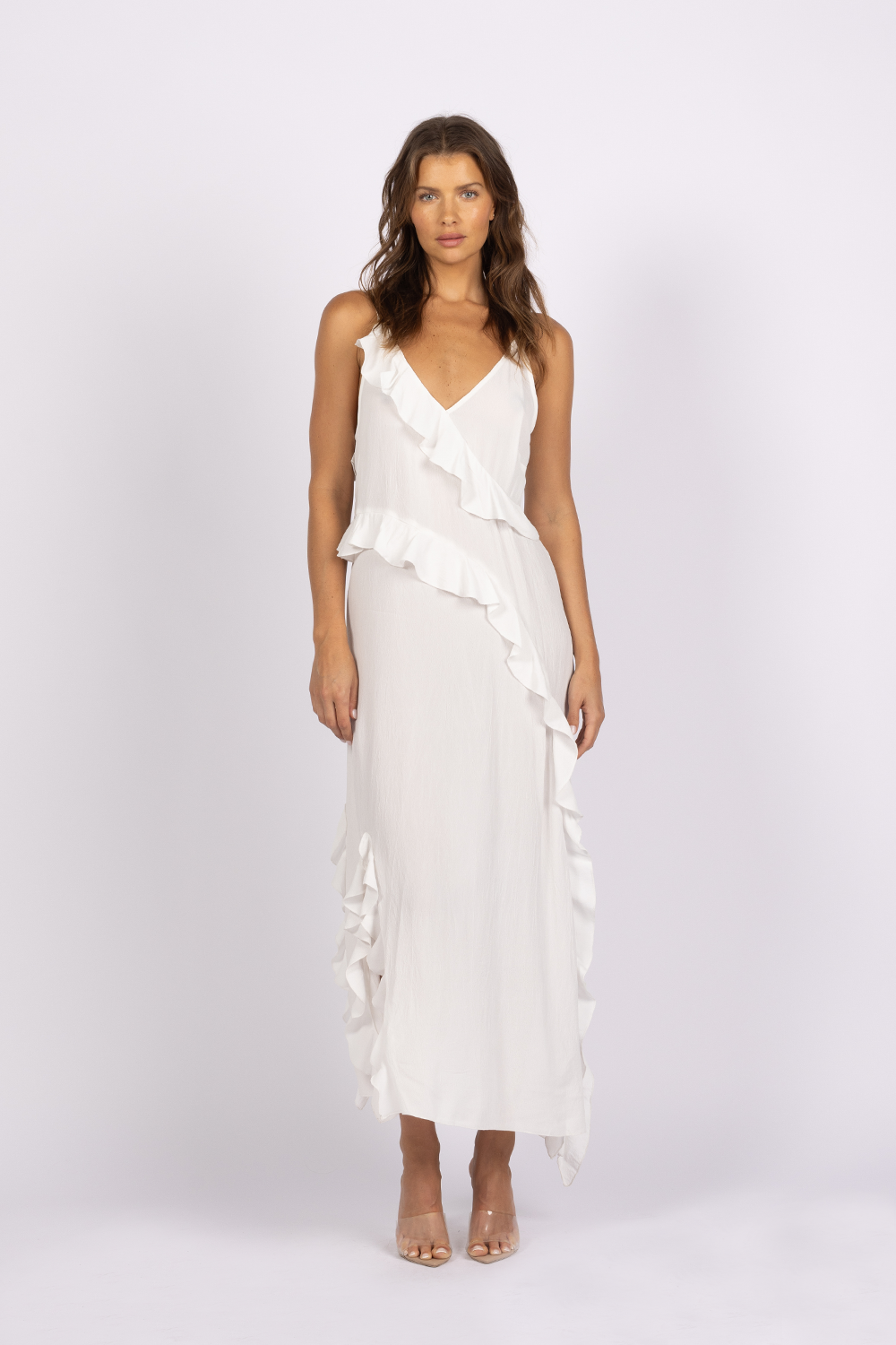 DAYDREAM RUFFLE SLIP DRESS - WHITE *FINAL SALE