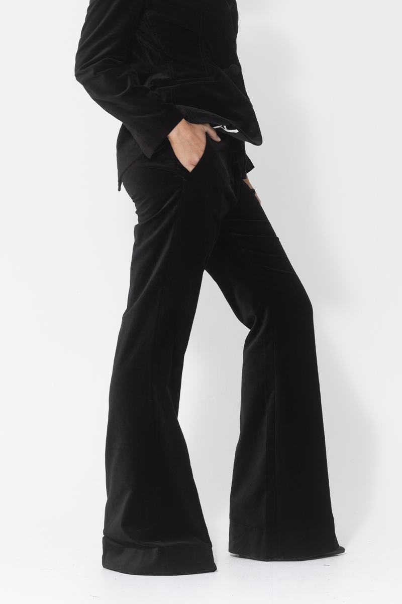 black velvet flared pants trousers