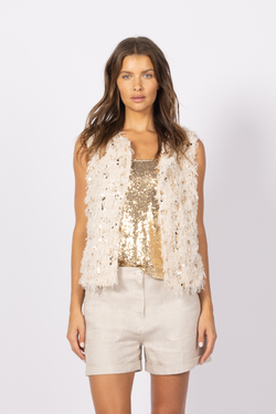 vegan faux fur vest sequin fluffy