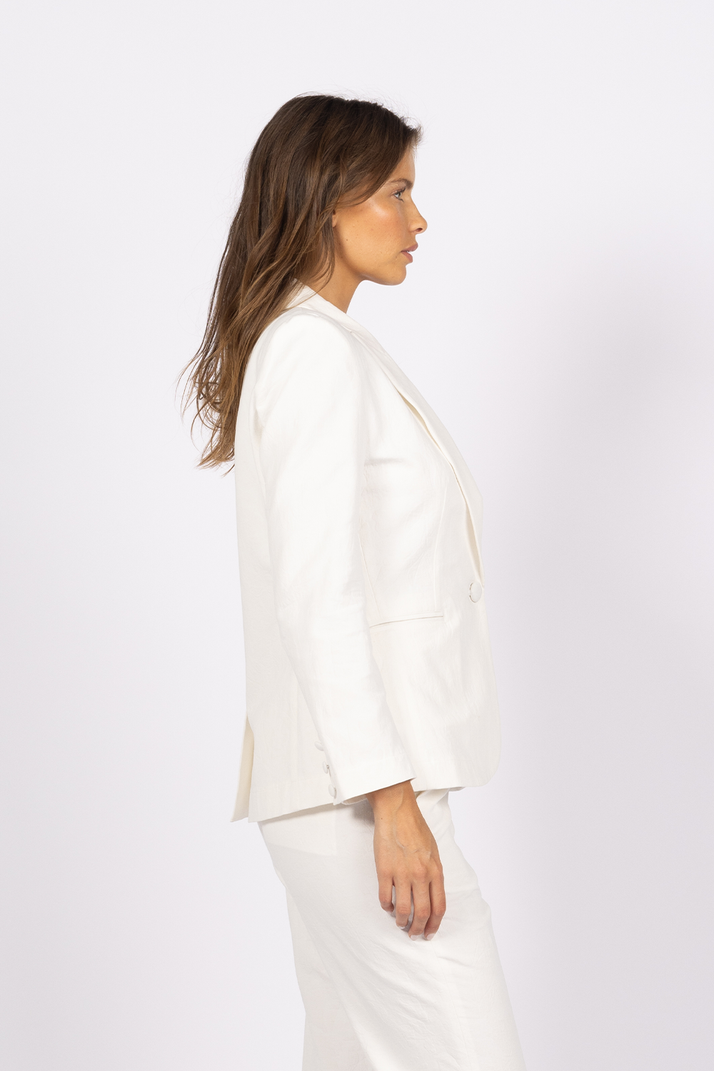 ivory white fitted blazer set