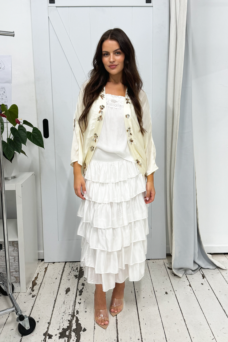 BIRDY SILKY LAYERED SKIRT - WHITE *FINAL SALE