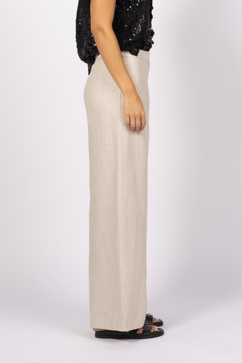 wide leg natural beige linen pants