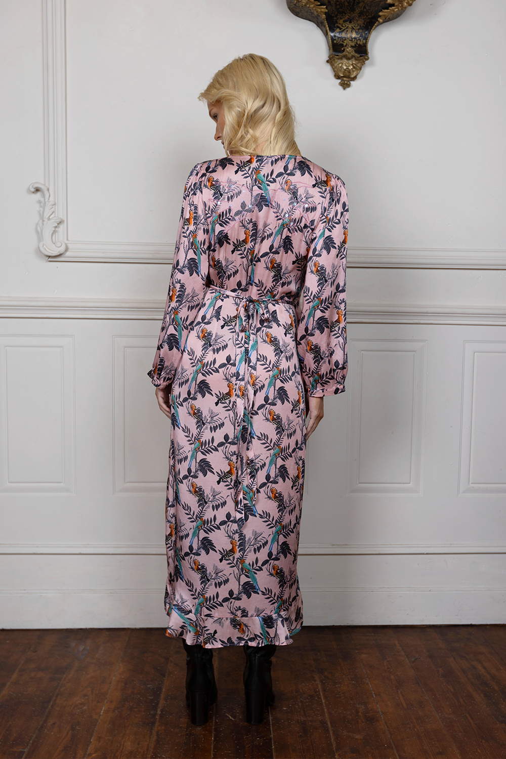 BIRDS OF PARADISE WRAP DRESS - BLUSH *FINAL SALE