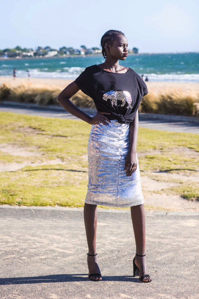 TWINKLE SKIRT - SILVER SEQUINS ***FINAL SALE